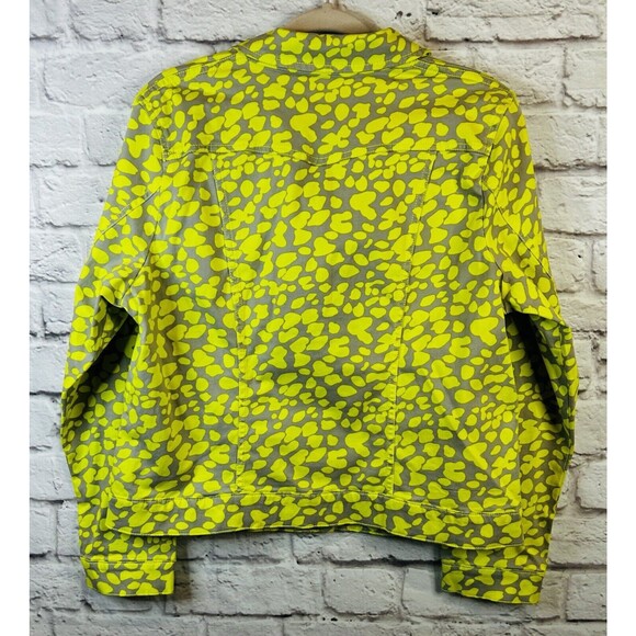 Cynthia Rowley Women's Soft Denim Jacket Button Up Neon Yellow Gray Colorful XL - Picture 3 of 8